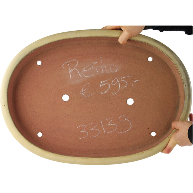 Vaso bonsai ovale beige di Reiho - 500 x 360 x 55 mm