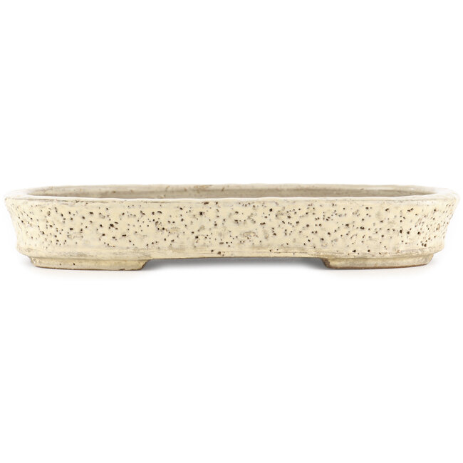 Pot à bonsaï ovale beige de Shuhou - 350 x 255 x 45 mm