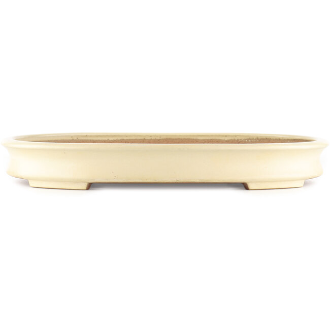 Oval white bonsai pot by Yamafusa - 465 x 350 x 60 mm