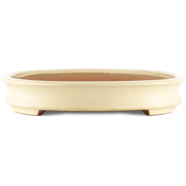 Pot à bonsaï ovale blanc de Yamafusa - 465 x 350 x 60 mm
