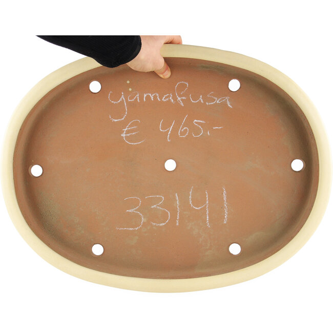 Pot à bonsaï ovale blanc de Yamafusa - 465 x 350 x 60 mm