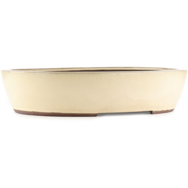 Pot à bonsaï ovale blanc de Yamaaki - 475 x 400 x 100 mm