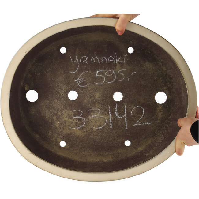 Pot à bonsaï ovale blanc de Yamaaki - 475 x 400 x 100 mm