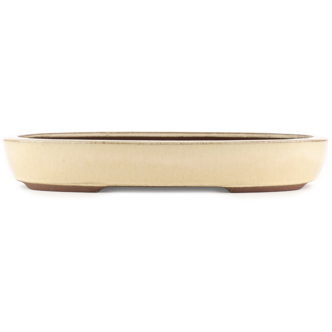 Oval white bonsai pot by Yamaaki - 370 x 290 x 55 mm