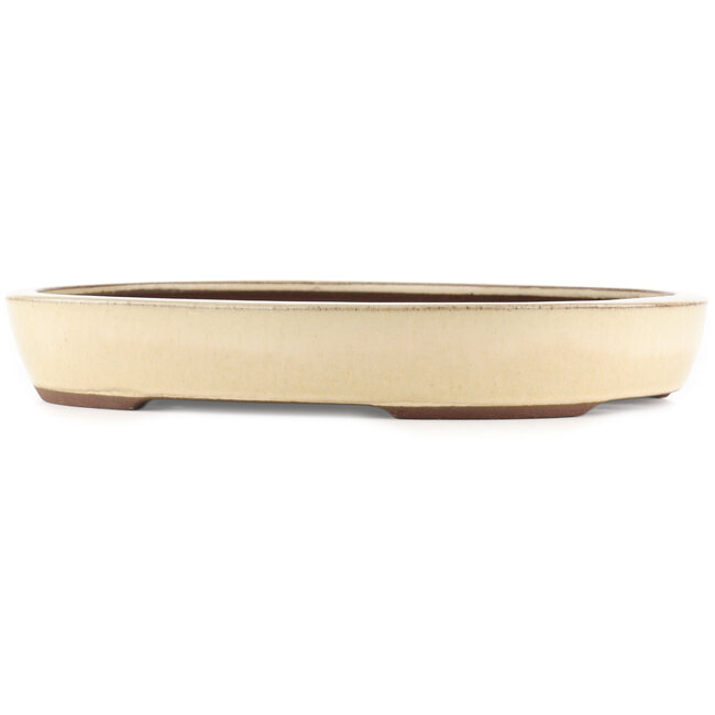 Pot à bonsaï ovale blanc de Yamaaki - 370 x 290 x 55 mm