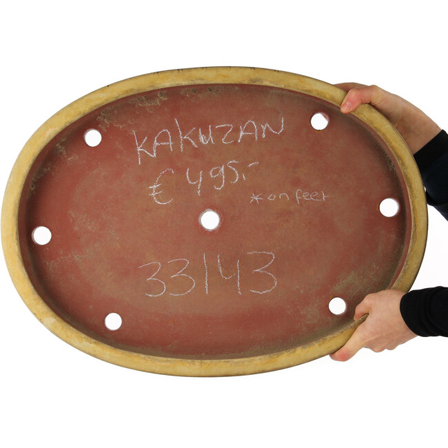 Oval yellow bonsai pot by Kakuzan - 555 x 405 x 55 mm