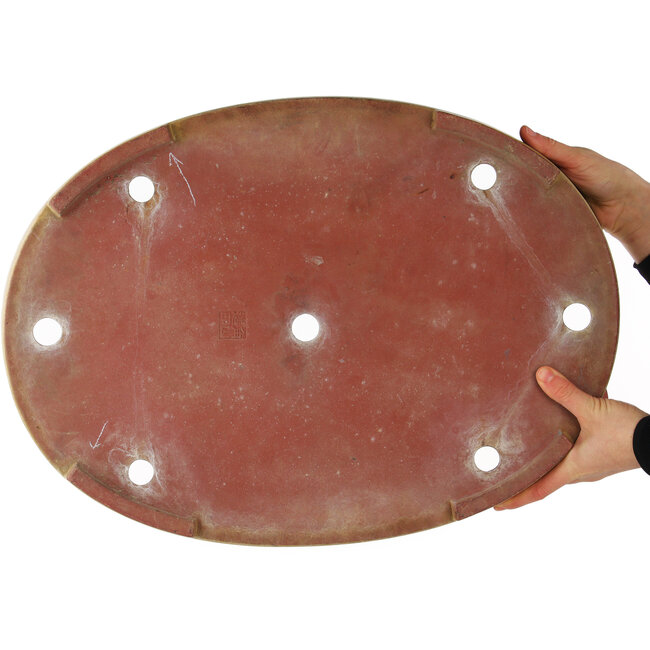 Pot à bonsaï ovale jaune de Kakuzan - 555 x 405 x 55 mm