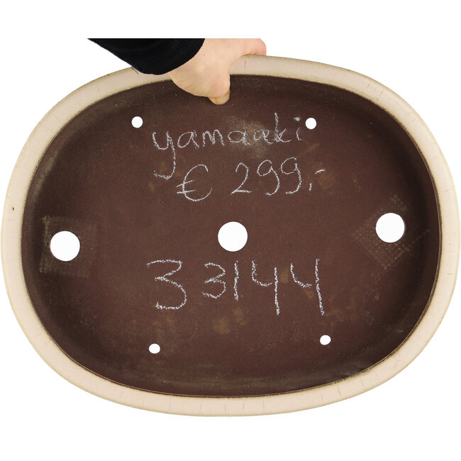 Pot à bonsaï ovale blanc de Yamaaki - 370 x 290 x 55 mm
