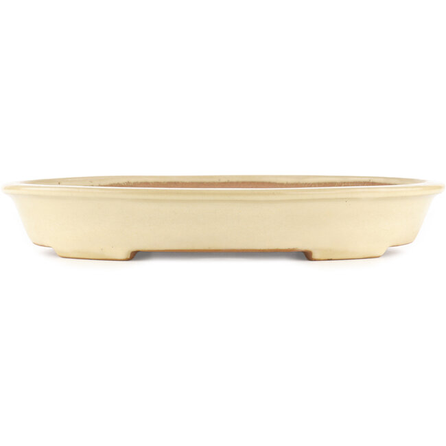 Pot à bonsaï ovale beige de Yamafusa - 340 x 270 x 50 mm