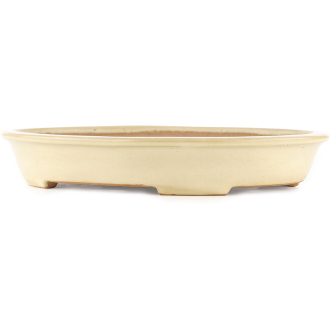 Oval beige  bonsai pot by Yamafusa - 340 x 270 x 50 mm