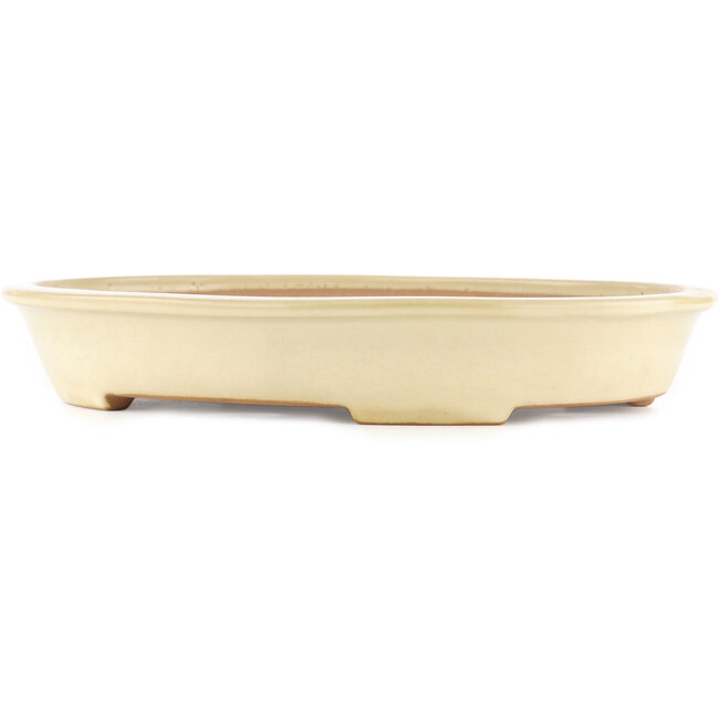 Oval beige  bonsai pot by Yamafusa - 340 x 270 x 50 mm
