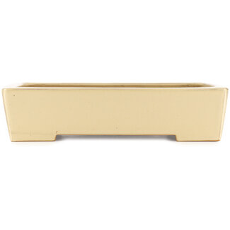 Reihou (Bonsai Matsushita Hiroyuki or Mr.MATSUSHITA Reiji    Master) 345 mm rectangular beige  bonsai pot by Reiho, Tokoname, Japan