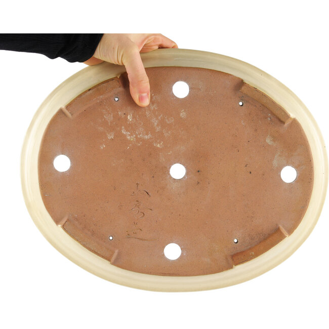 Vaso bonsai ovale beige di Yamafusa - 340 x 270 x 50 mm