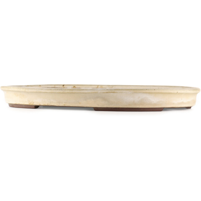Maceta ovalada para bonsái de color blanco roto de Yamaaki - 555 x 405 x 50 mm