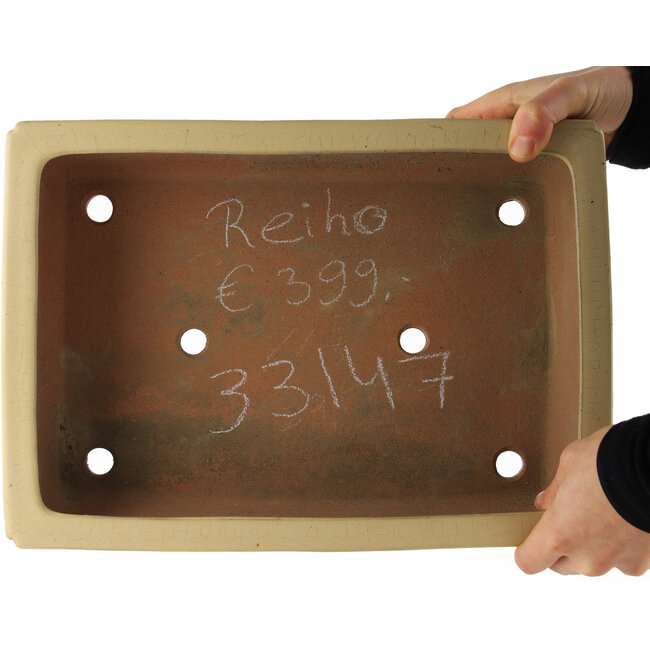 Vaso bonsai rettangolare beige di Reiho - 345 x 245 x 80 mm