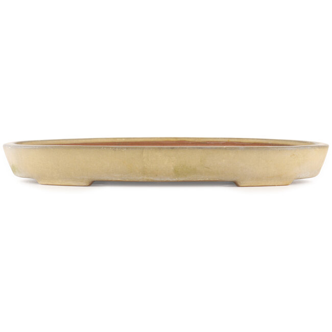 Oval beige  bonsai pot by Reiho - 380 x 250 x 40 mm