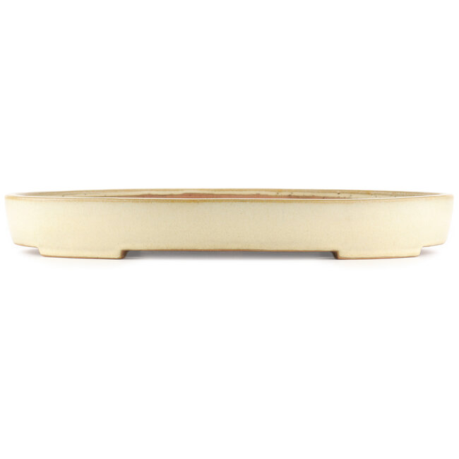 Oval beige  bonsai pot by Yamafusa - 470 x 350 x 60 mm