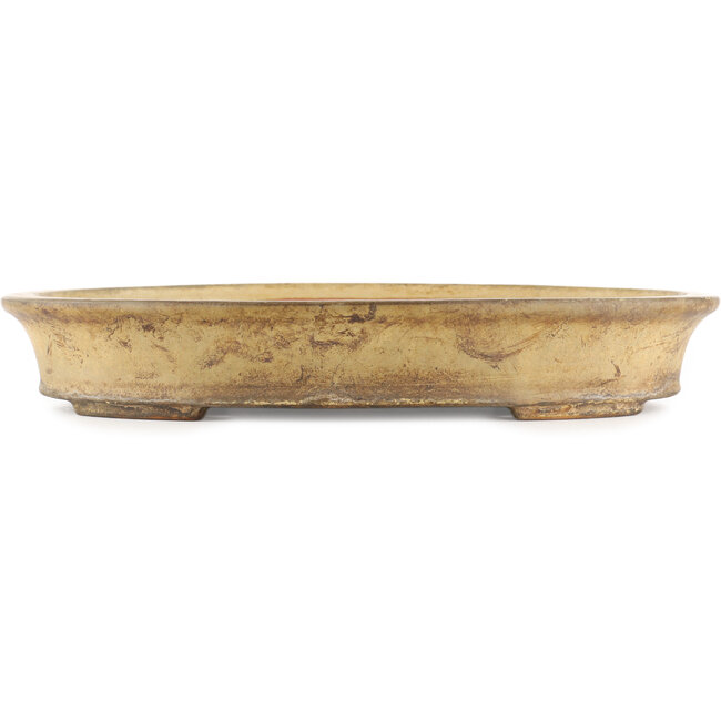 Oval beige  bonsai pot by Reiho - 385 x 290 x 60 mm