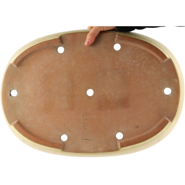 Vaso bonsai ovale beige di Yamafusa - 460 x 320 x 55 mm