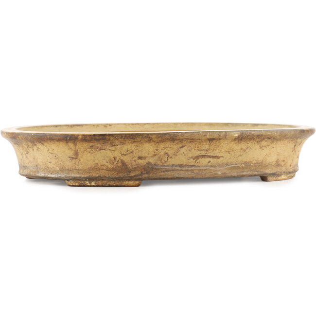 Oval beige  bonsai pot by Reiho - 385 x 290 x 60 mm