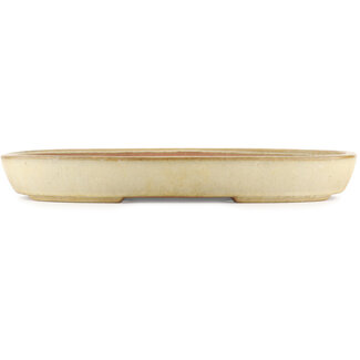 Yamafusa - Takehiko Koie 460 mm oval beige  bonsai pot by Yamafusa, Tokoname, Japan