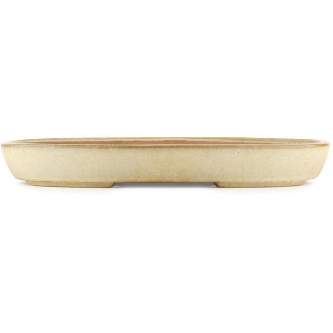 Pot à bonsaï ovale beige de Yamafusa - 460 x 330 x 55 mm