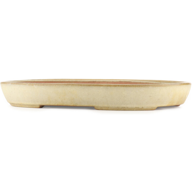 Pot à bonsaï ovale beige de Yamafusa - 460 x 330 x 55 mm