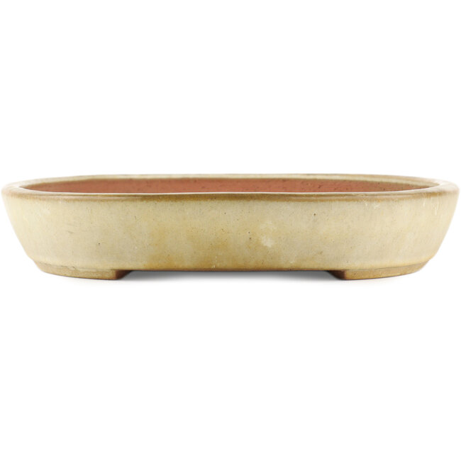 Pot à bonsaï ovale beige de Yamafusa - 460 x 330 x 55 mm