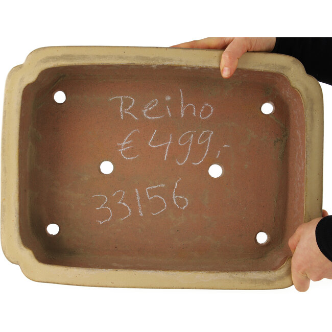 Pot à bonsaï rectangulaire beige de Reiho - 410 x 310 x 90 mm