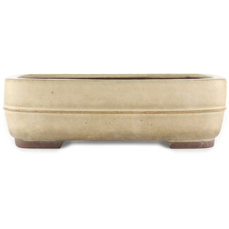  Yamaaki 380 mm rectangular white bonsai pot by Yamaaki, Tokoname, Japan