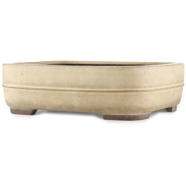 Pot à bonsaï rectangulaire blanc de Yamaaki - 380 x 310 x 110 mm