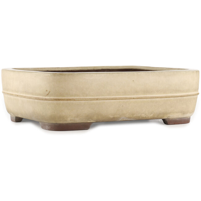 Pot à bonsaï rectangulaire blanc de Yamaaki - 380 x 310 x 110 mm