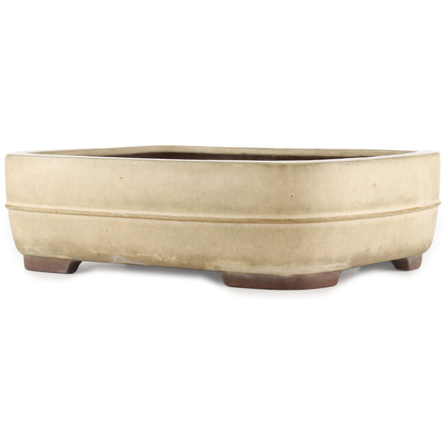 Maceta rectangular blanca para bonsái de Yamaaki - 380 x 310 x 110 mm