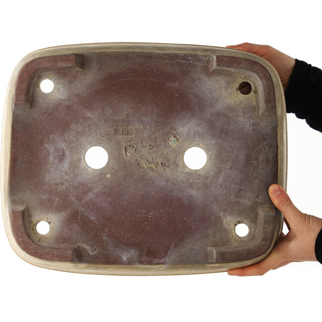 Maceta rectangular blanca para bonsái de Yamaaki - 380 x 310 x 110 mm