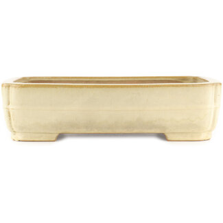 Yamafusa - Takehiko Koie 365 mm rectangular beige  bonsai pot by Yamafusa, Tokoname, Japan