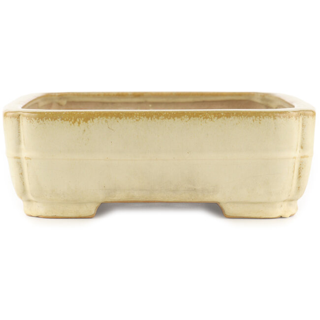 Rectangular beige  bonsai pot by Yamafusa - 365 x 285 x 90 mm