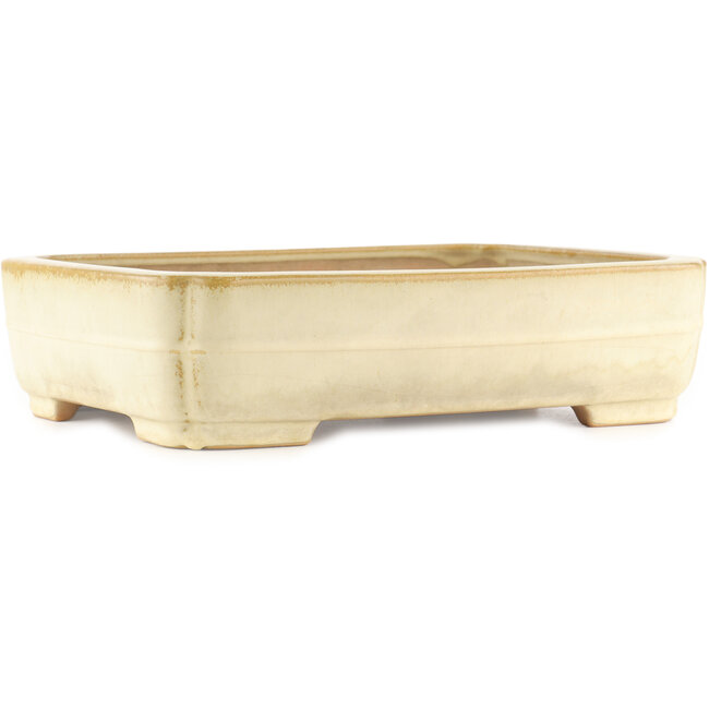 Maceta rectangular beige para bonsái de Yamafusa - 365 x 285 x 90 mm