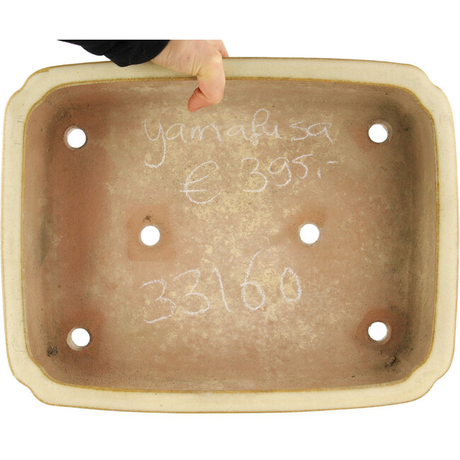 Vaso bonsai rettangolare beige di Yamafusa - 365 x 285 x 90 mm