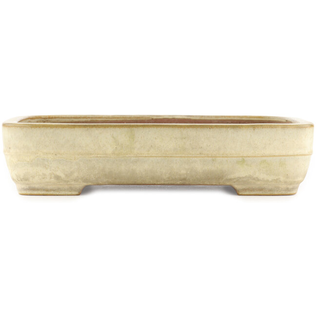 Rectangular off-white bonsai pot by Yamafusa - 410 x 310 x 90 mm