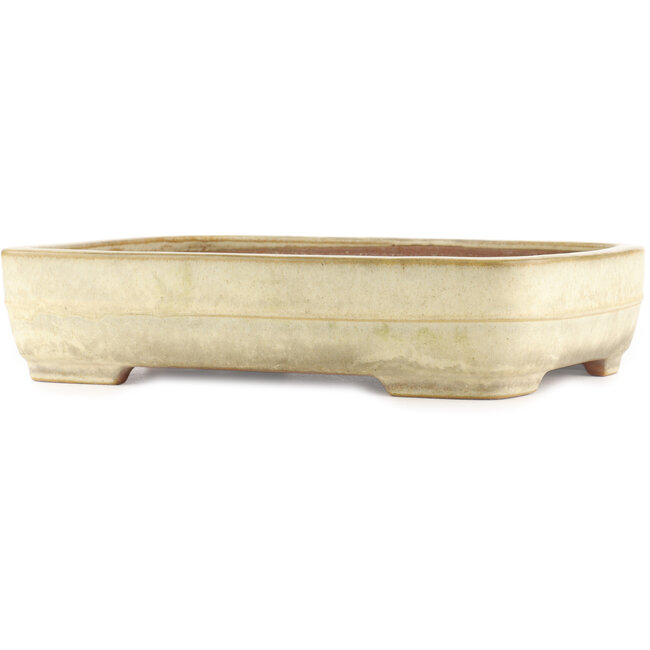 Vaso bonsai rettangolare bianco sporco di Yamafusa - 410 x 310 x 90 mm