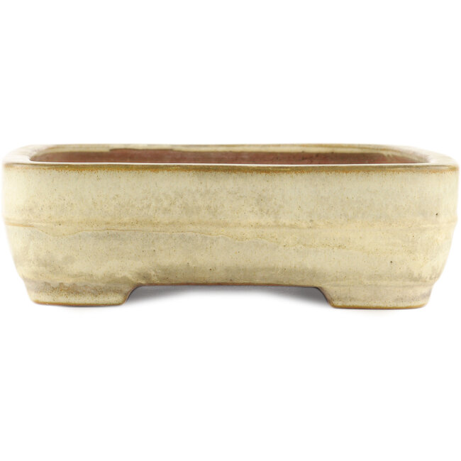 Rectangular off-white bonsai pot by Yamafusa - 410 x 310 x 90 mm
