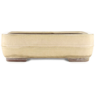  Yamaaki 405 mm rectangular beige  bonsai pot by Yamaaki, Tokoname, Japan