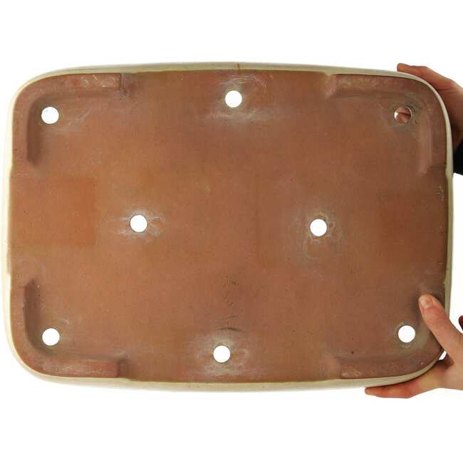 Pot à bonsaï rectangulaire beige de Yamafusa - 470 x 345 x 100 mm