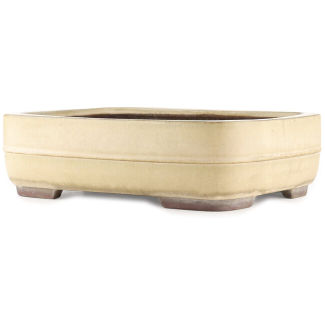 Pot à bonsaï rectangulaire beige de Yamaaki - 405 x 310 x 115 mm