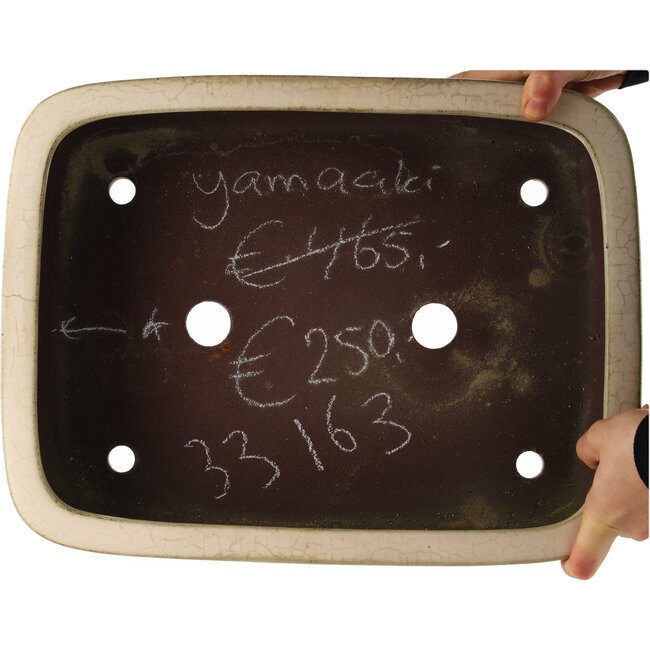 Maceta rectangular beige para bonsái de Yamaaki - 405 x 310 x 115 mm