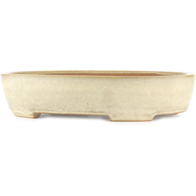 Oval off-white bonsai pot by Yamafusa - 405 x 310 x 80 mm