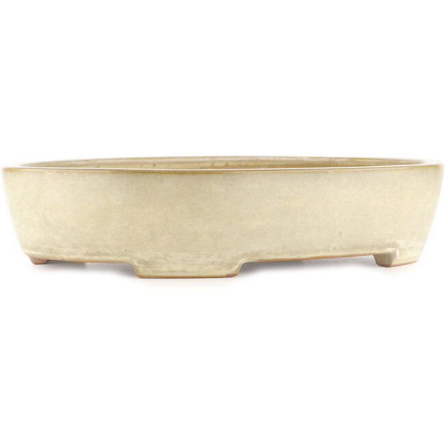 Oval off-white bonsai pot by Yamafusa - 405 x 310 x 80 mm