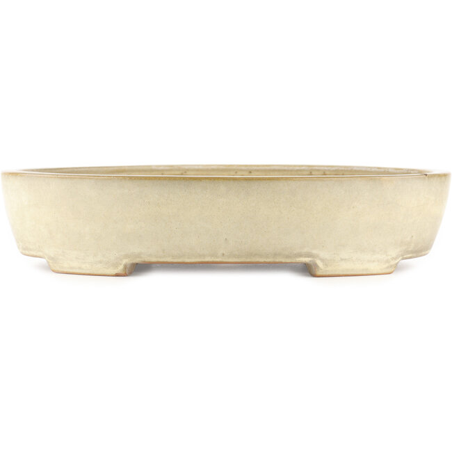 Oval off-white bonsai pot by Yamafusa - 405 x 310 x 80 mm