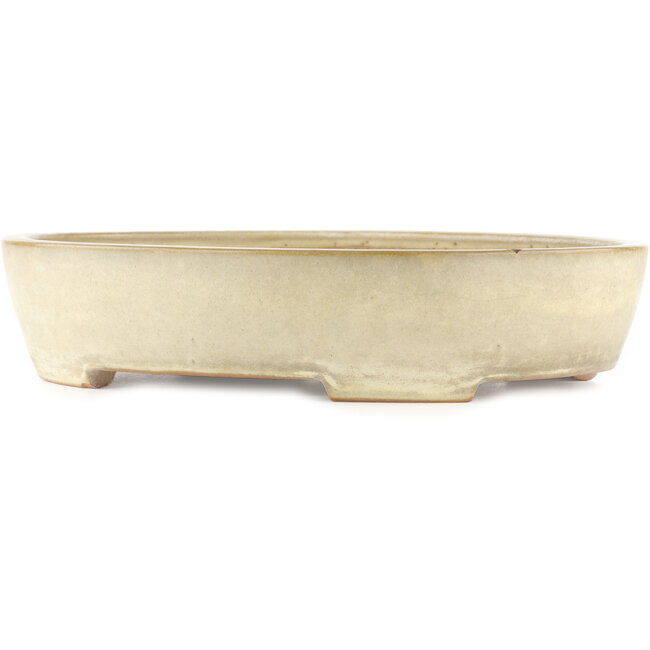 Pot à bonsaï ovale blanc cassé de Yamafusa - 405 x 310 x 80 mm