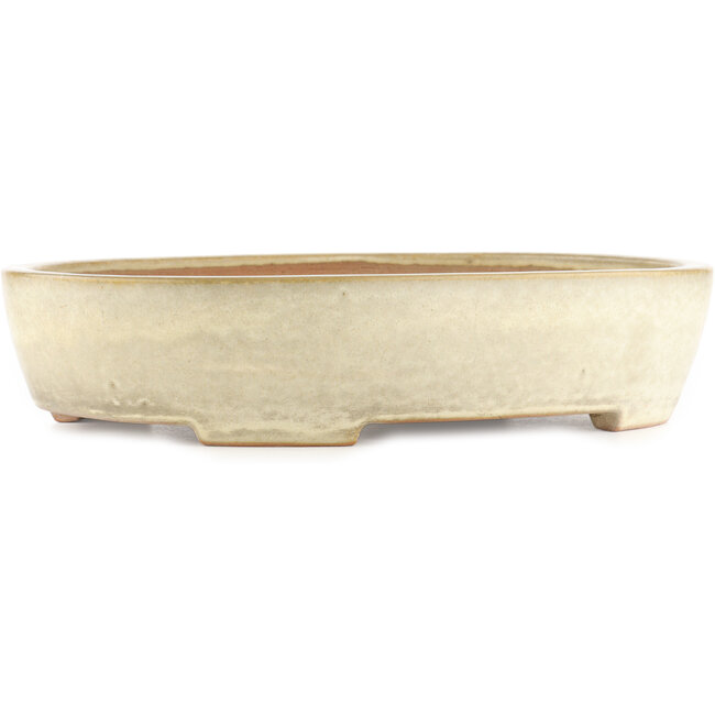 Pot à bonsaï ovale blanc cassé de Yamafusa - 405 x 310 x 80 mm